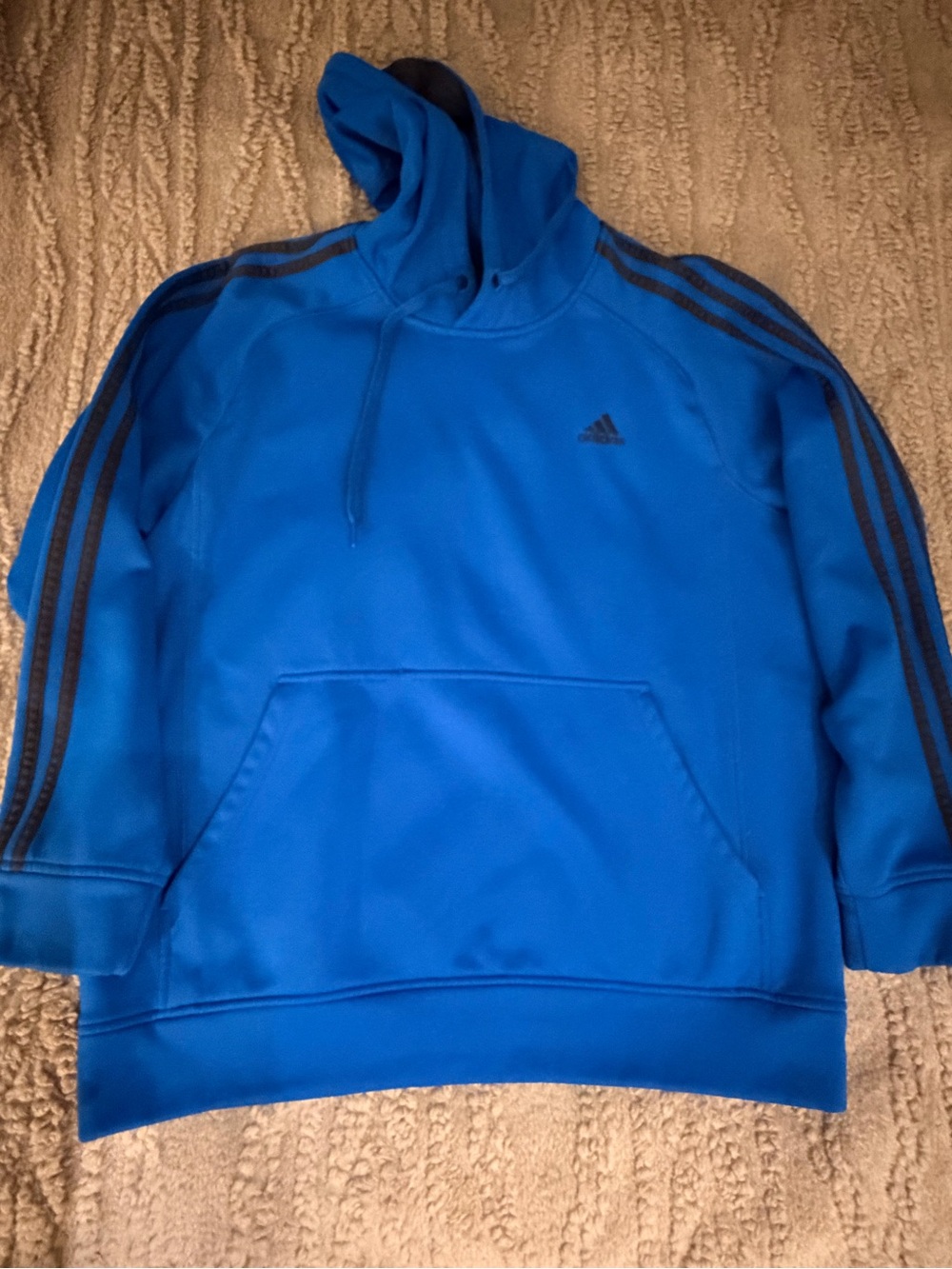 adidas Royal Blue Hoodie with Black Stripes size: L
